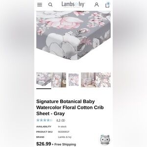 Brand new in package lambs and ivy crib sheet